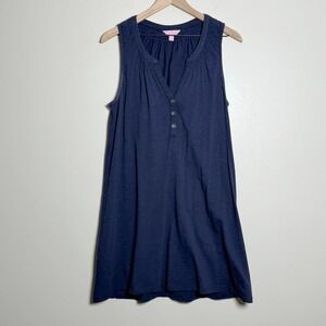Lilly Pulitzer Womens Shirt Dress L Blue Tank Cotton Modal Vacation Lightweight